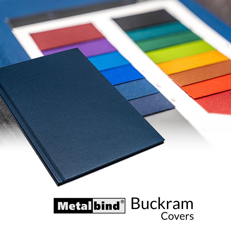 Buckram covers in colours blue purple maroon burgundy green black